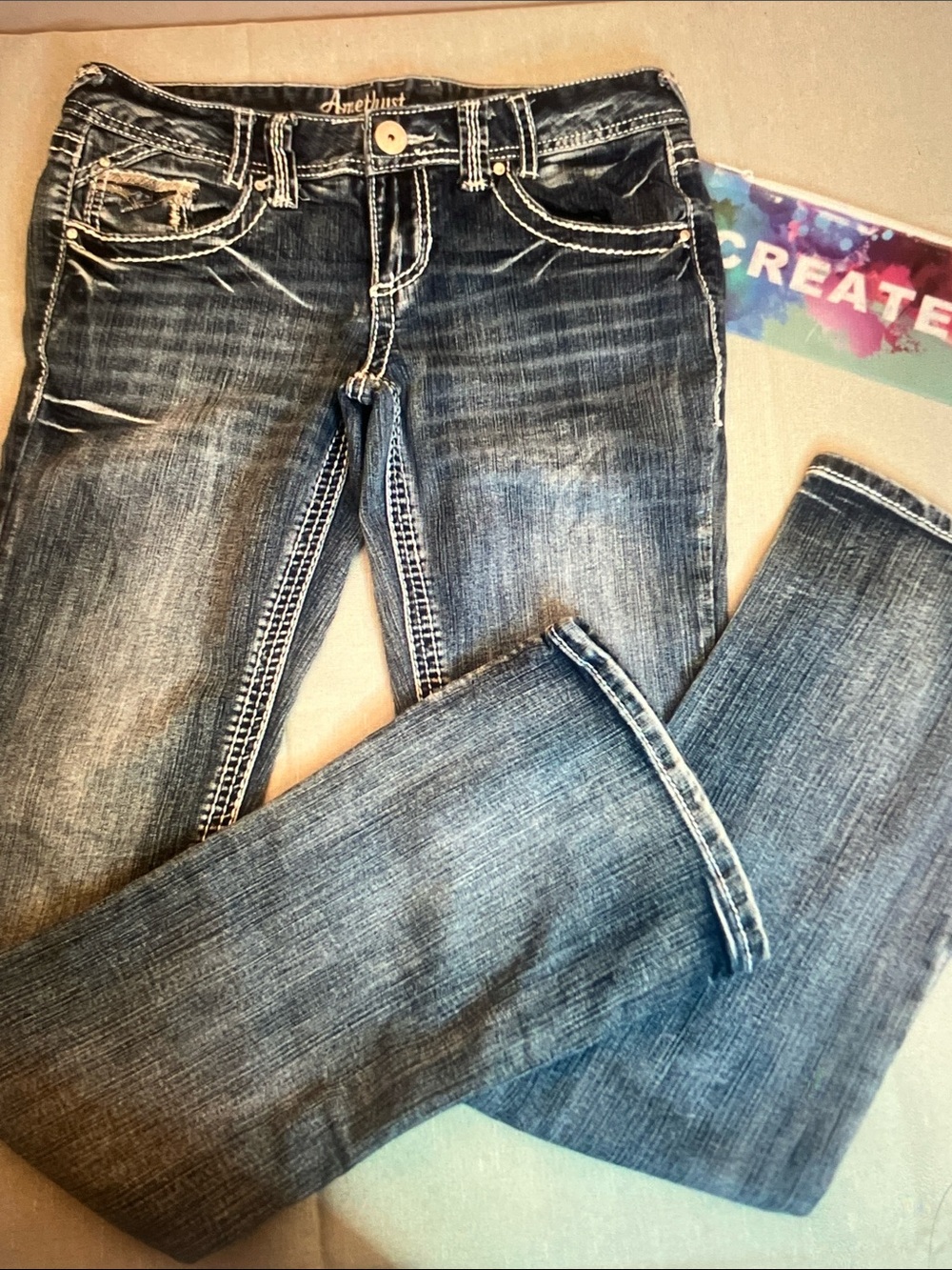 Amethyst Jeans Women's Faded Blue Boot Cut Jeans